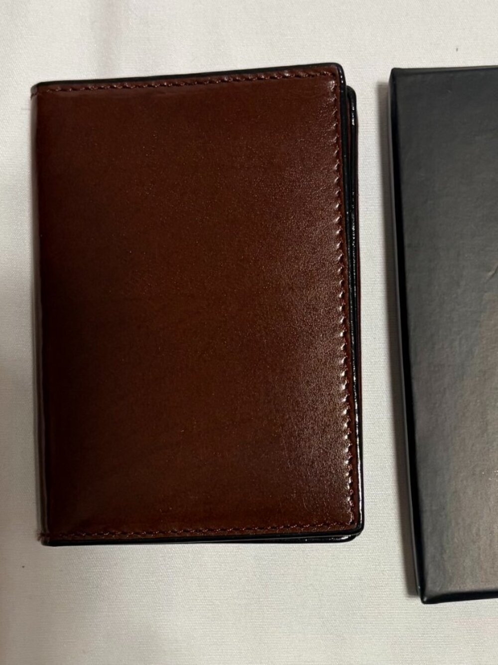 PM Churchill WINN Dark Brown Genuine Leather Folding Business Card Holder Case N